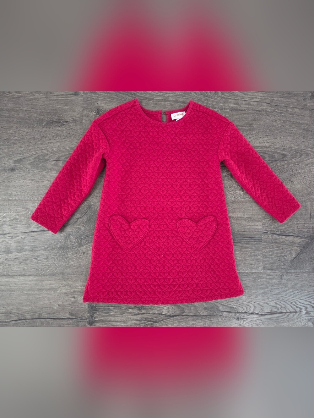 Cat & Jack Red Quilted Heart Pocket Dress Size 3t
